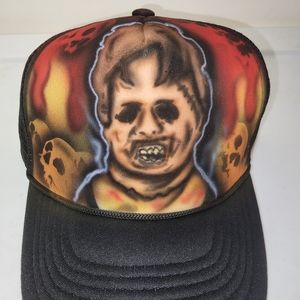 Scary Horror Movie LeatherFace Custom Airbrushed Snapback Trucker Hat Cap
